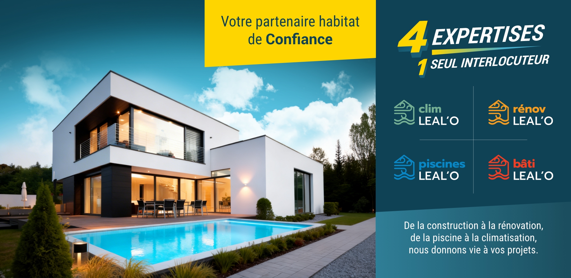 Maison contemporaine avec piscine – PBC Groupe, quatre expertises et un seul interlocuteur